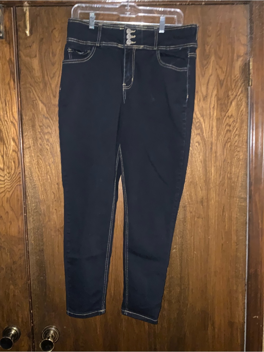Copperflash Dark Wash Women's Jeggings with Contrast Cream Stitching